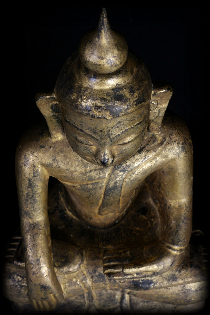 Extremely Rare 17-18C Wood Burmese Ava Buddha #A054